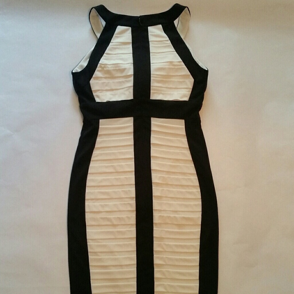 NWOT Dress byJax | Ivory/Black Tiered Seamed Dress